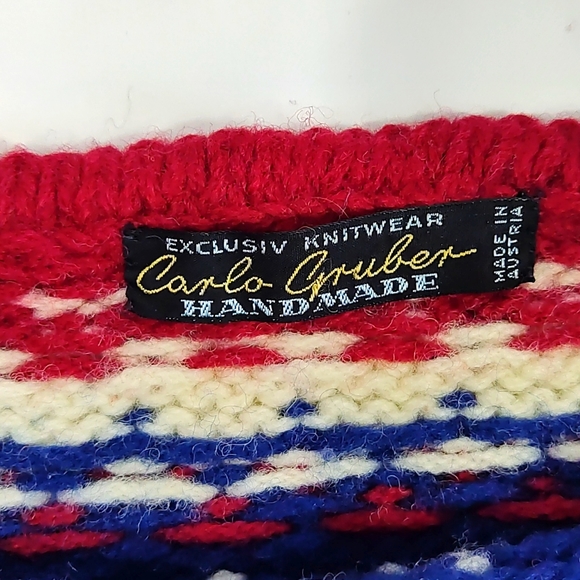 Carlos Gruber Vintage Wool Ski Hand Knitted Sweater - Picture 2 of 5